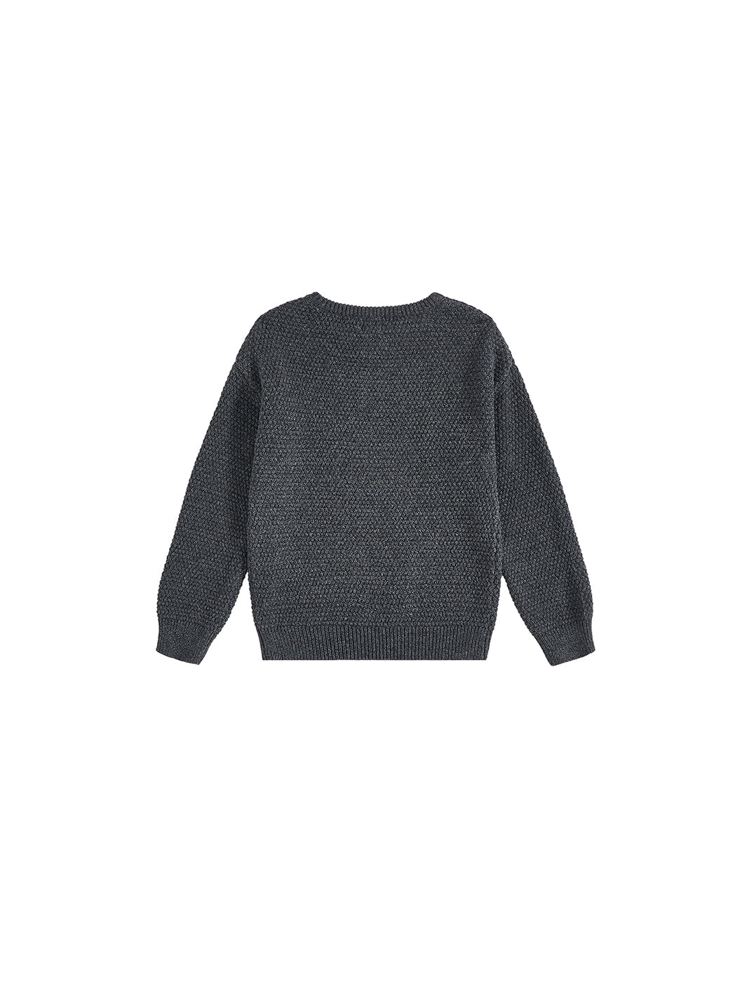 Basket Weave Sweater - Black Charcoal Mélange