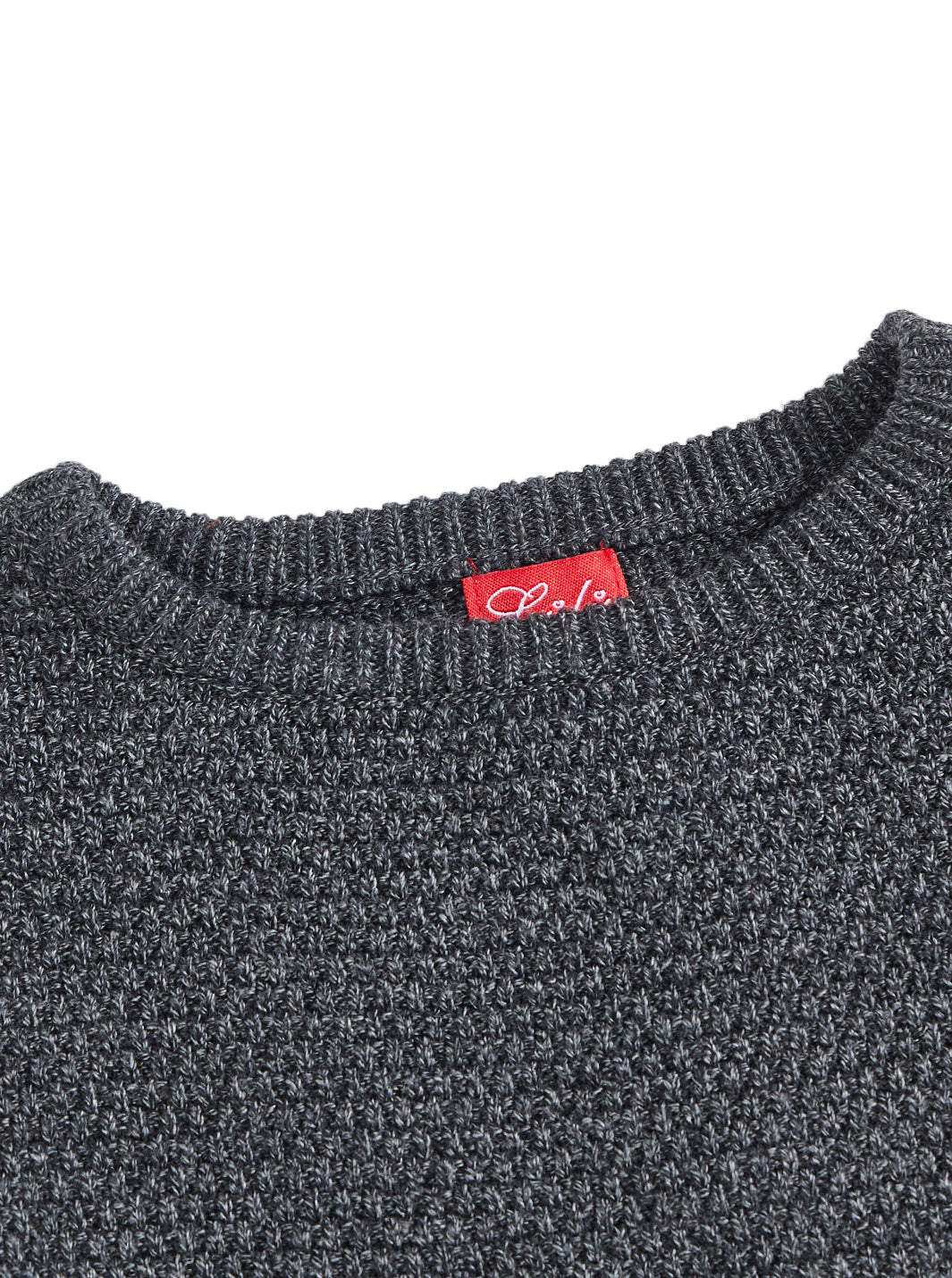 Basket Weave Sweater - Black Charcoal Mélange