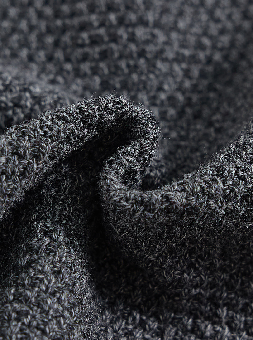 Basket Weave Sweater - Black Charcoal Mélange