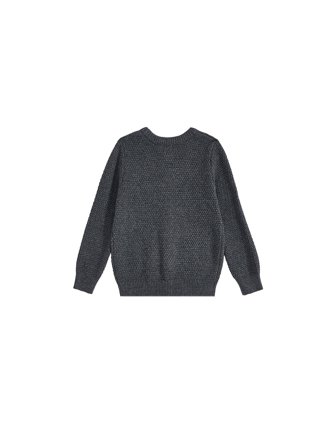 Basket Weave Cardigan - Black Charcoal Mélange