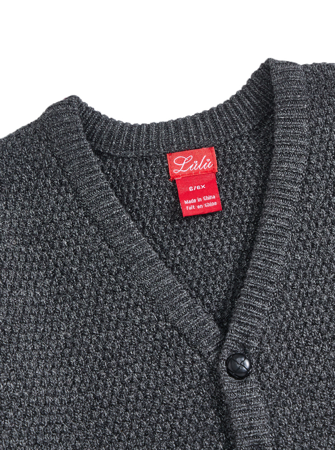 Basket Weave Cardigan - Black Charcoal Mélange