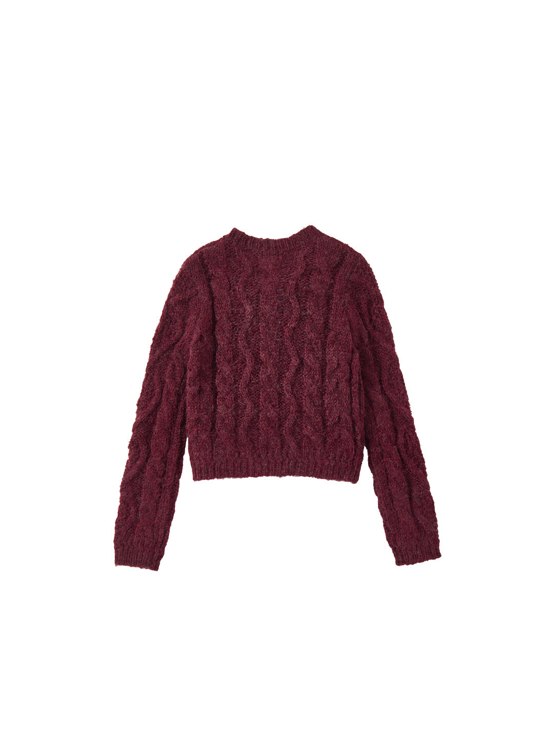 Cable Knit Bow Sweater - Burgundy