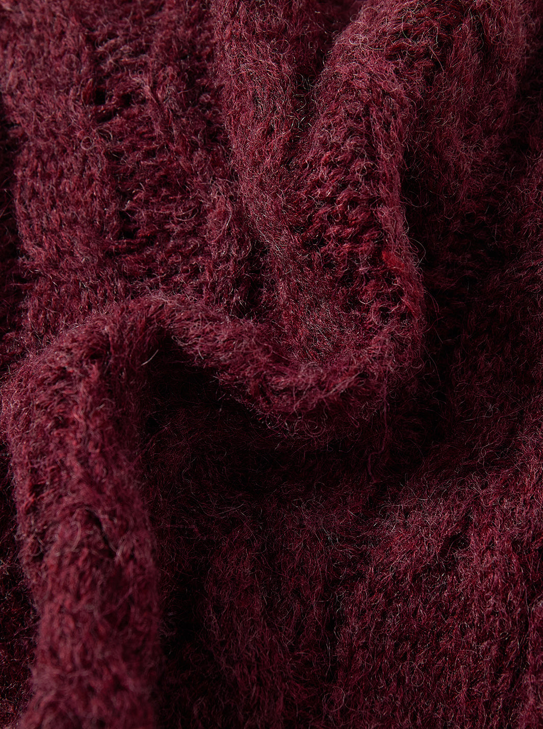 Cable Knit Bow Sweater - Burgundy