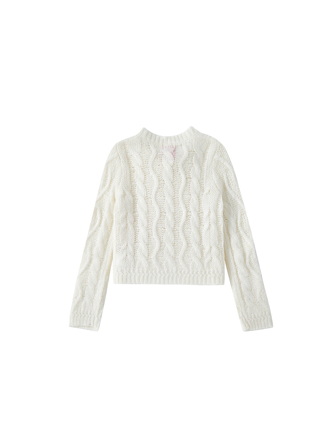 Cable Knit Bow Sweater - Off White