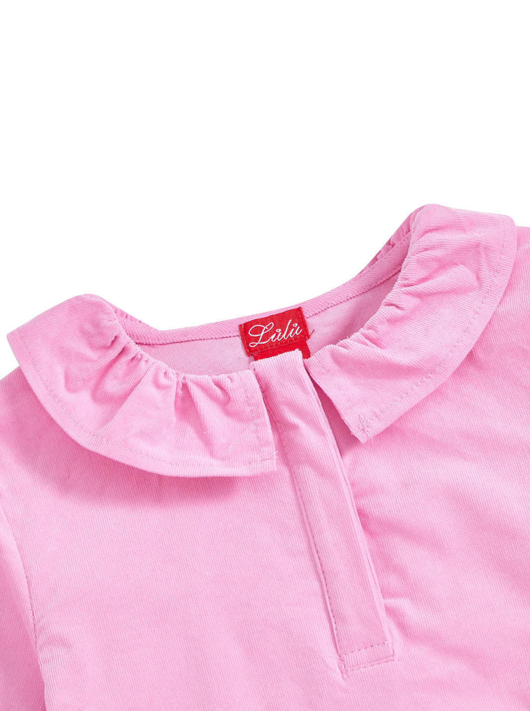 Ruffle Corduroy Shirt - Pink