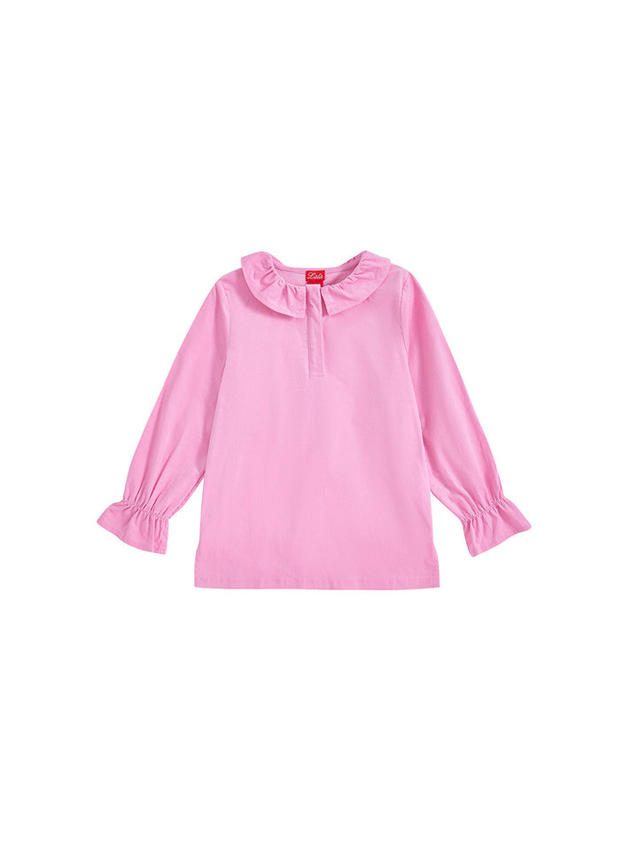 Ruffle Corduroy Shirt - Pink