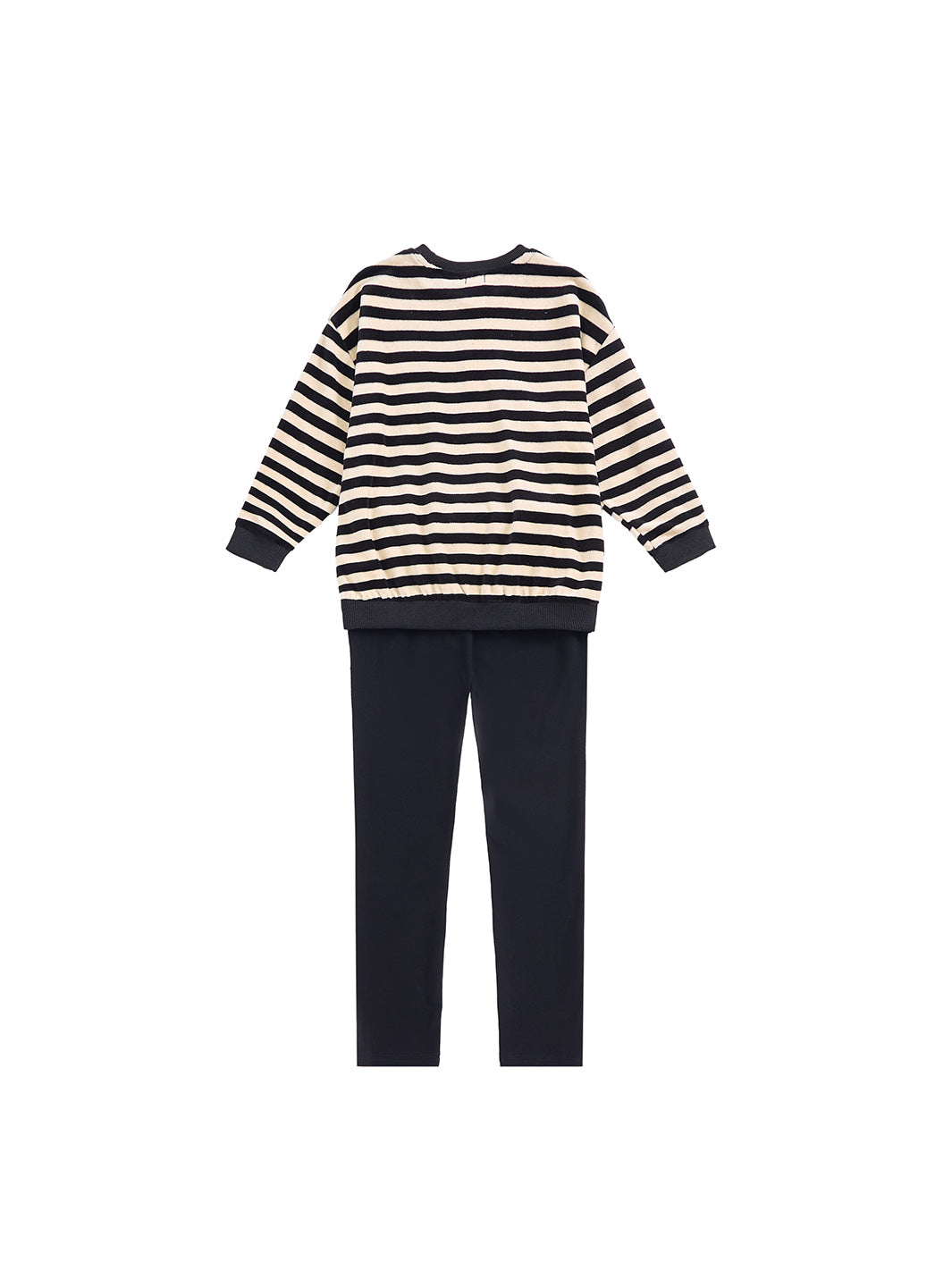 Velour Stripe Set - Black/off white