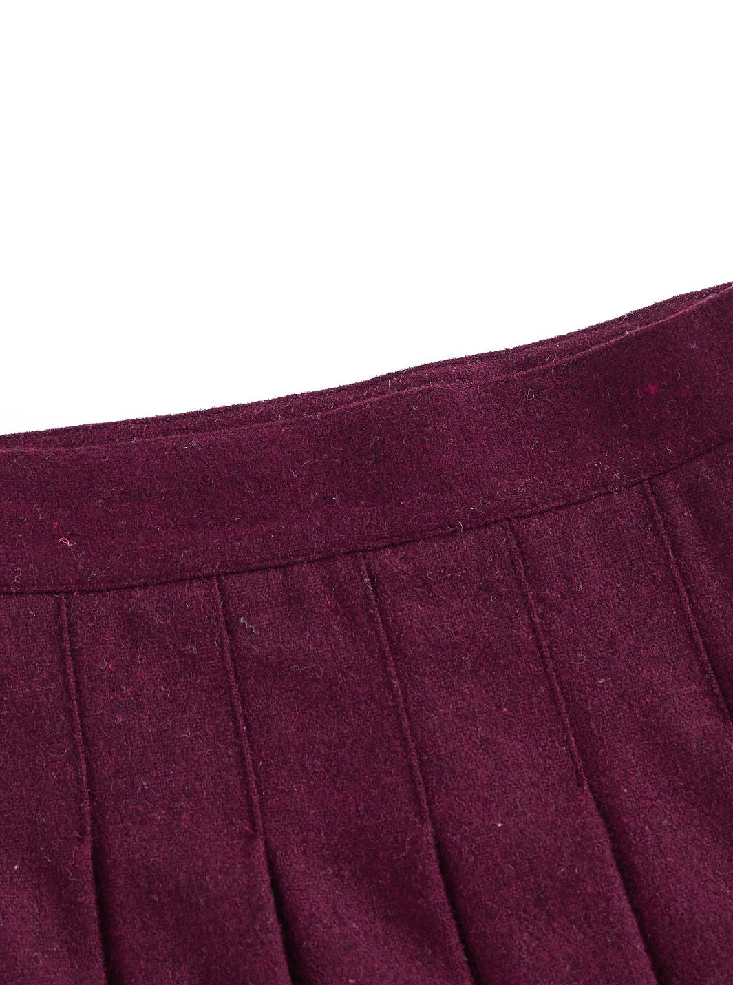 Brushed Pleated Skirt - Burgundy