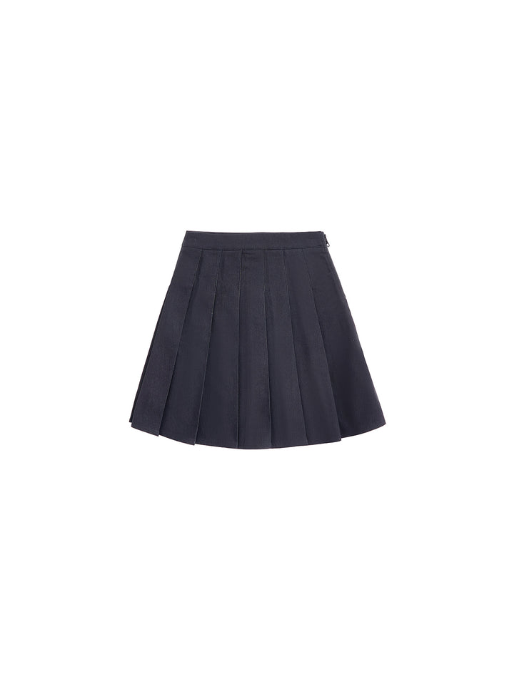 Denim Pleated Skirt
