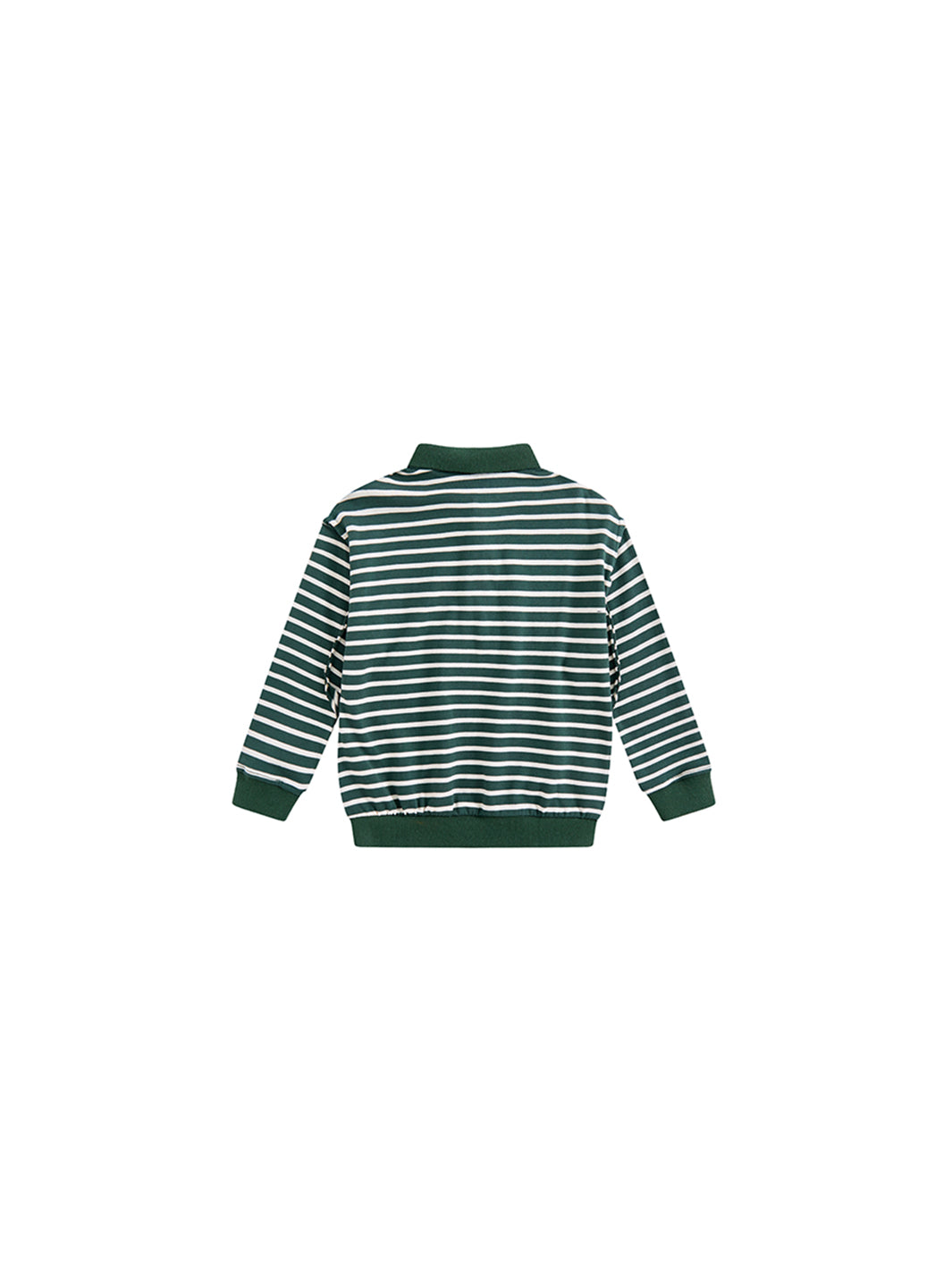 Classic Striped Collar Polo - Green/White