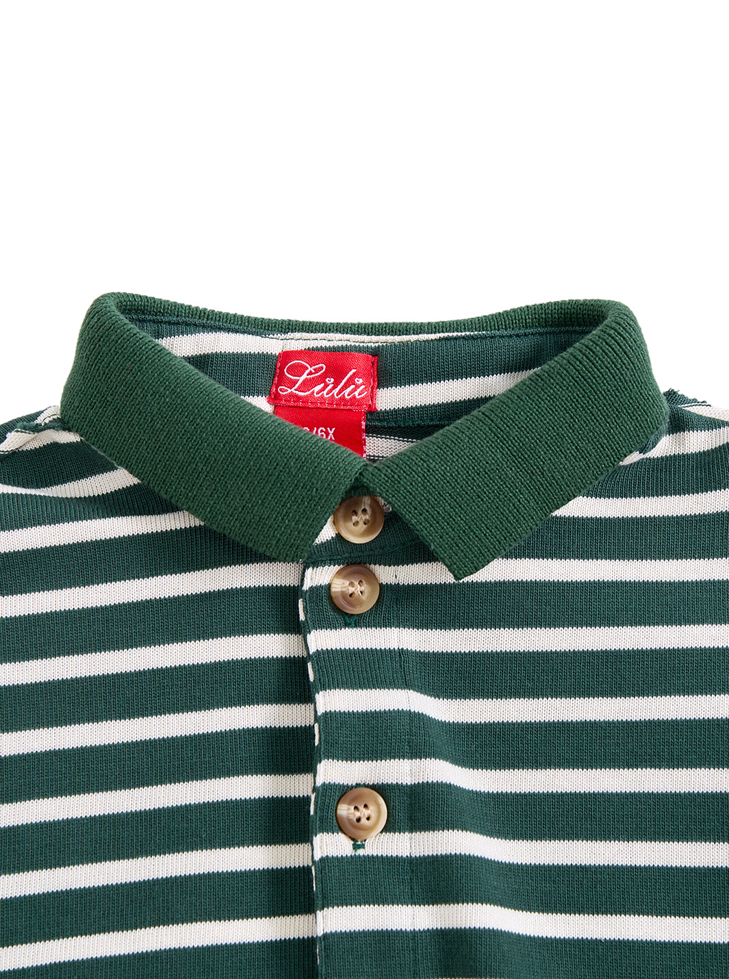 Classic Striped Collar Polo - Green/White