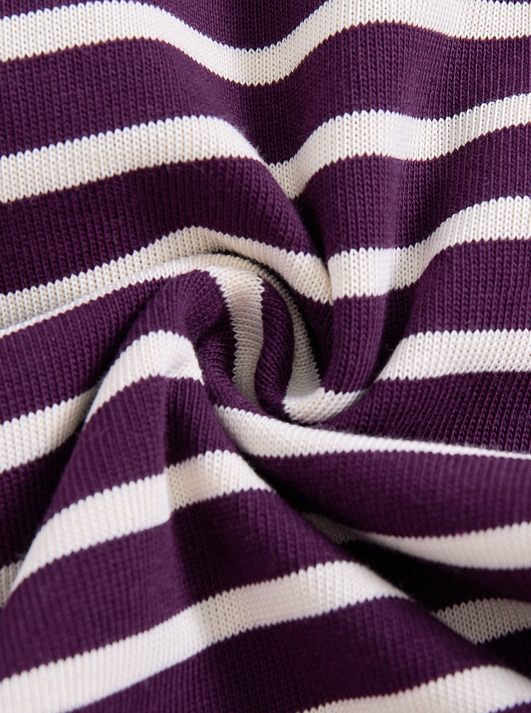 Classic Striped Collar Polo - Plum/White