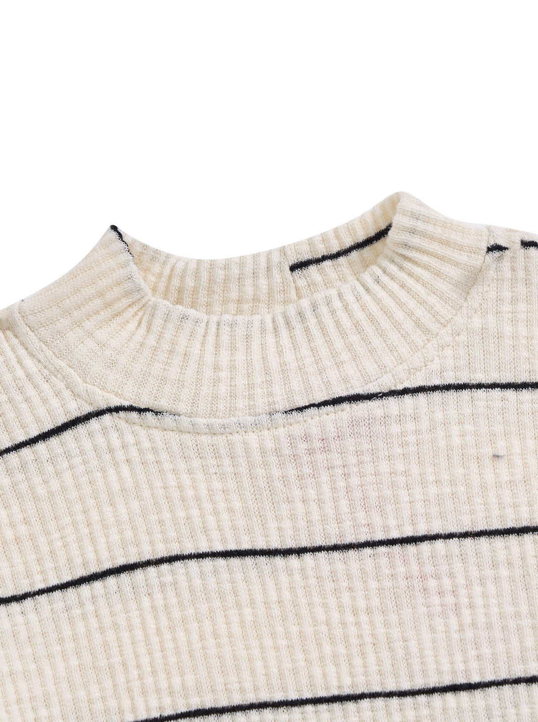 Striped Mock Neck T-shirt - Black/White