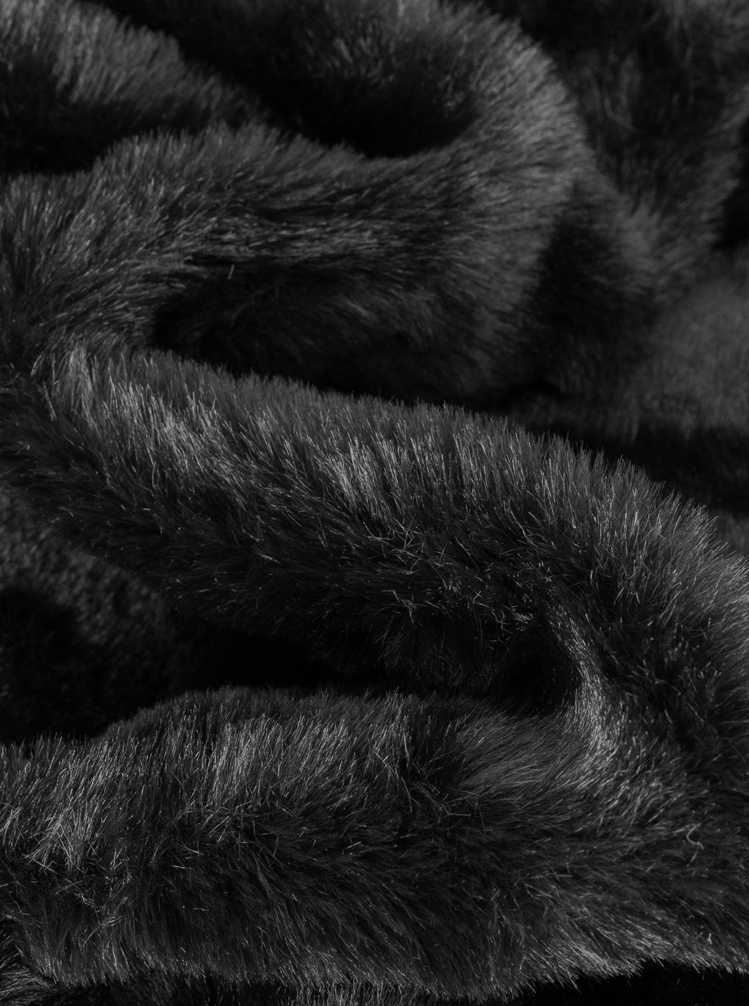 Fur Bomber Coat - Black