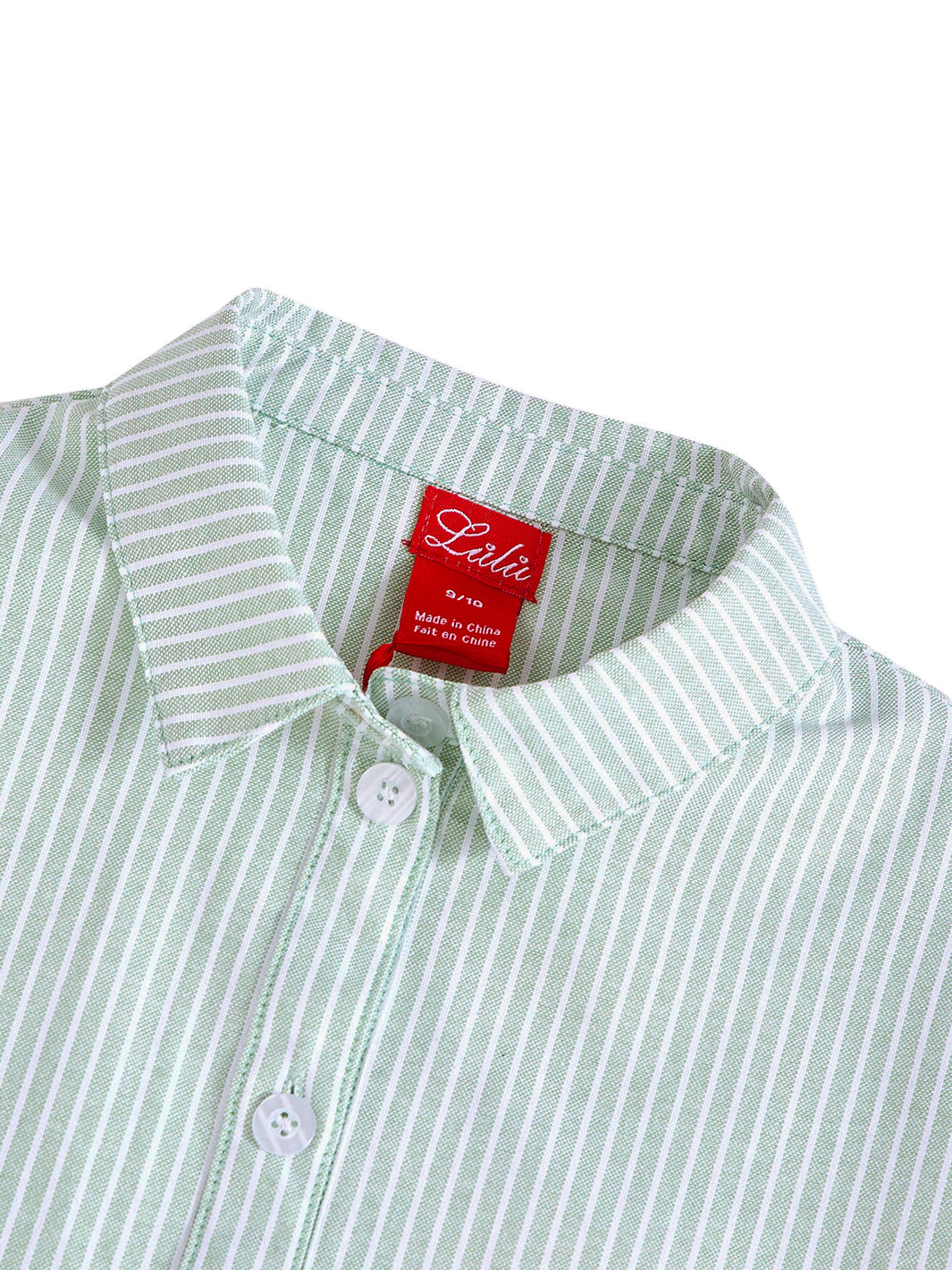 Striped Emblem Crop Shirt - Sage