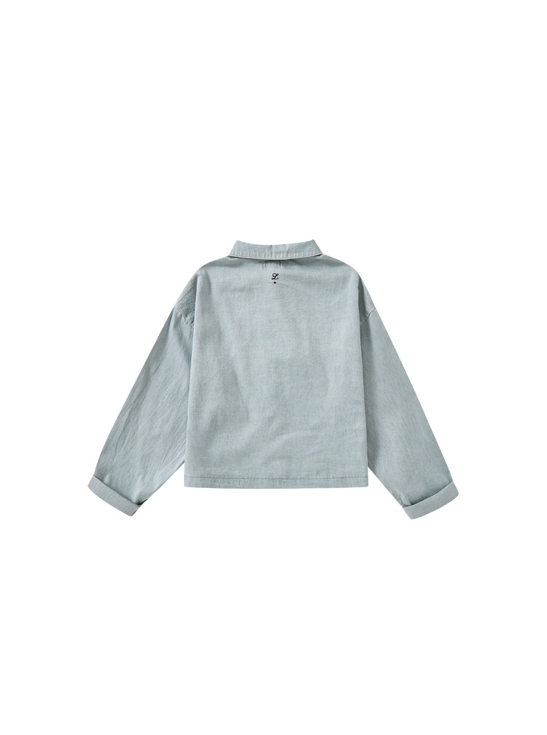 Solid Emblem Crop Shirt - Sage