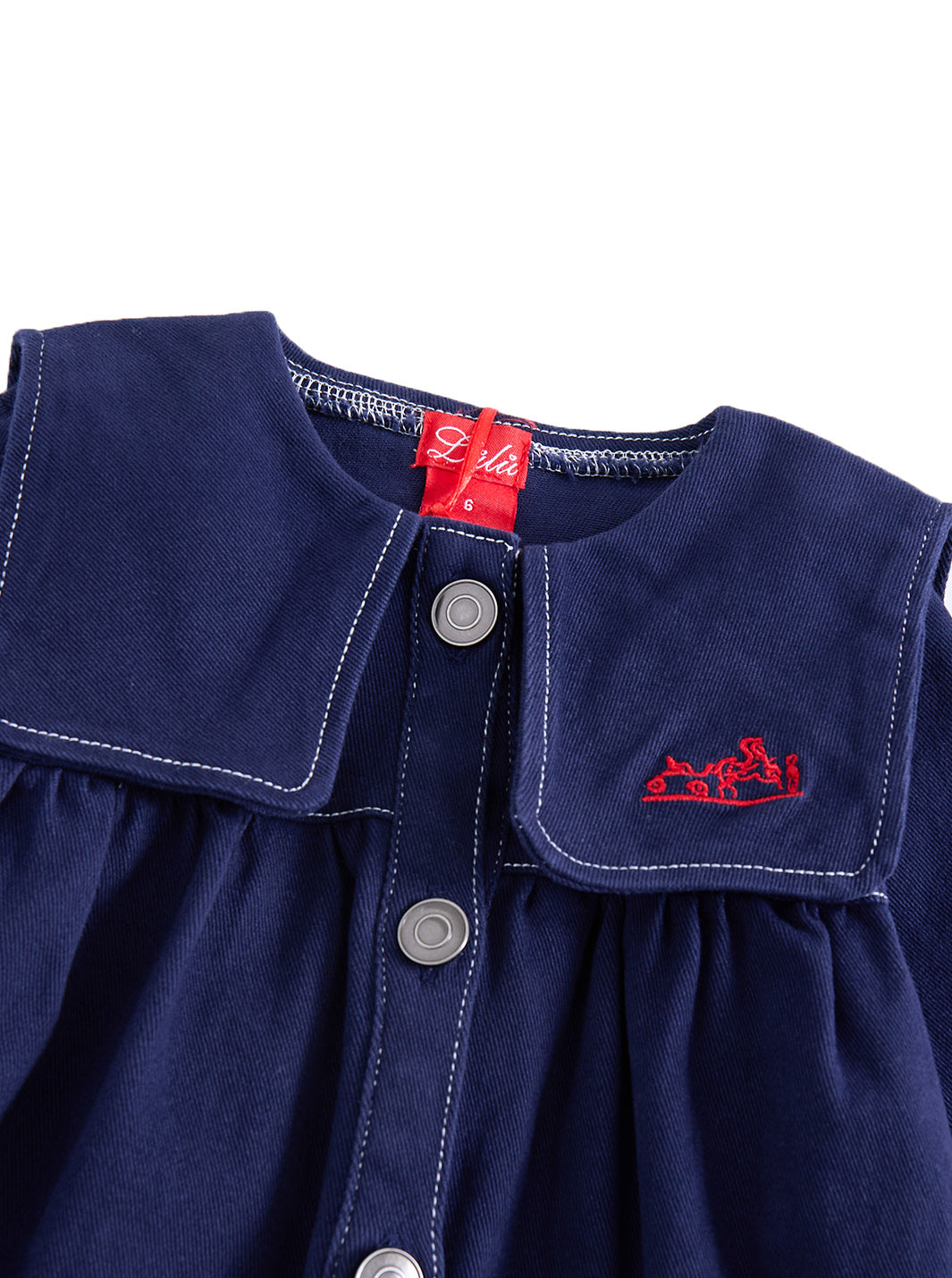 Embroidered Parade Dress - Navy