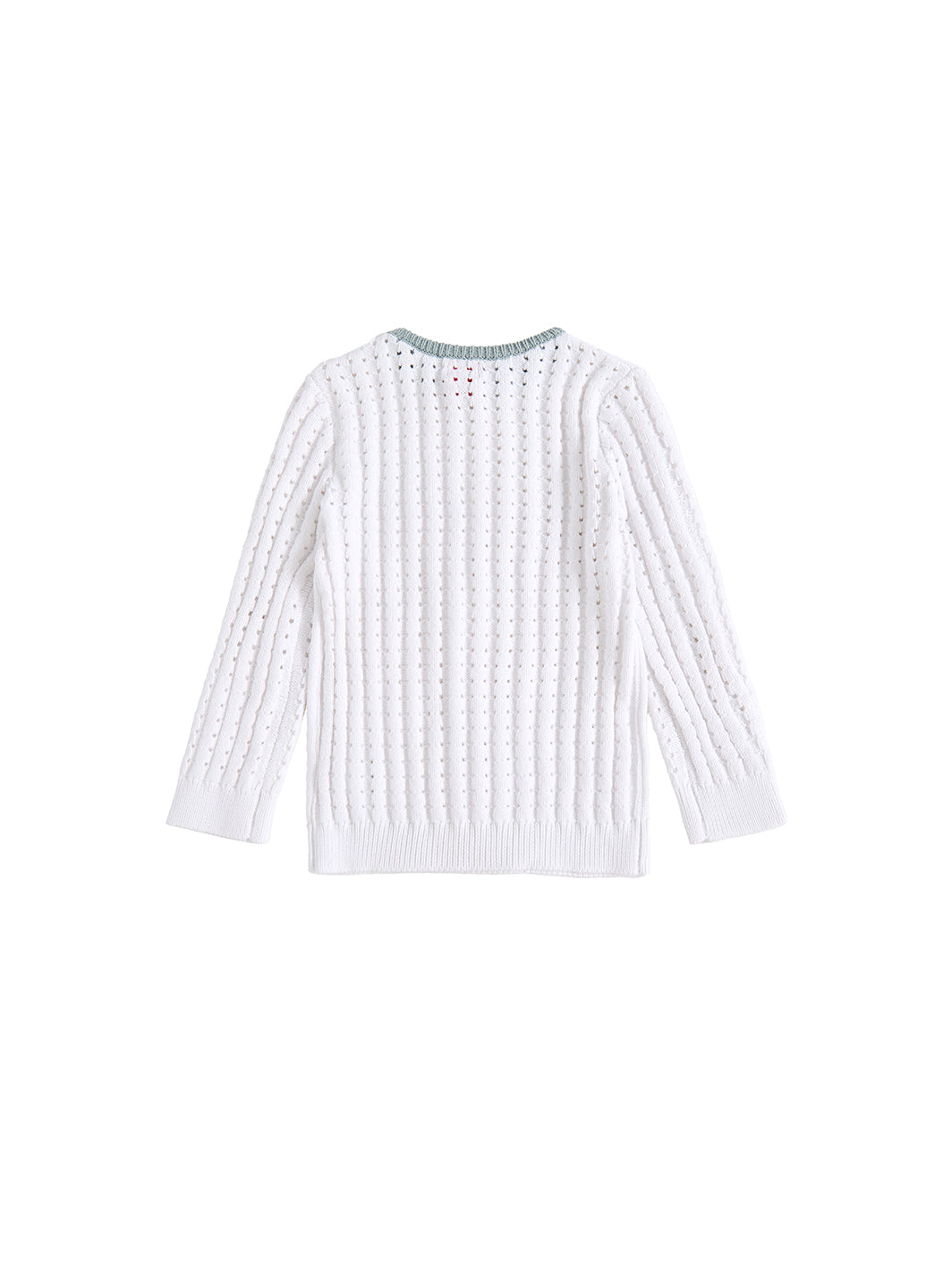 Eyelet Rib Stitch Sweater - White/Smoky Lt. Blue