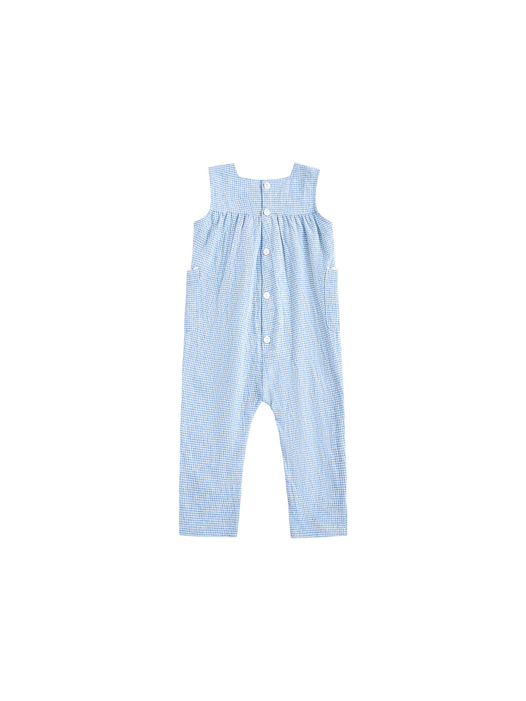 Gingham Overall Robe - Blue