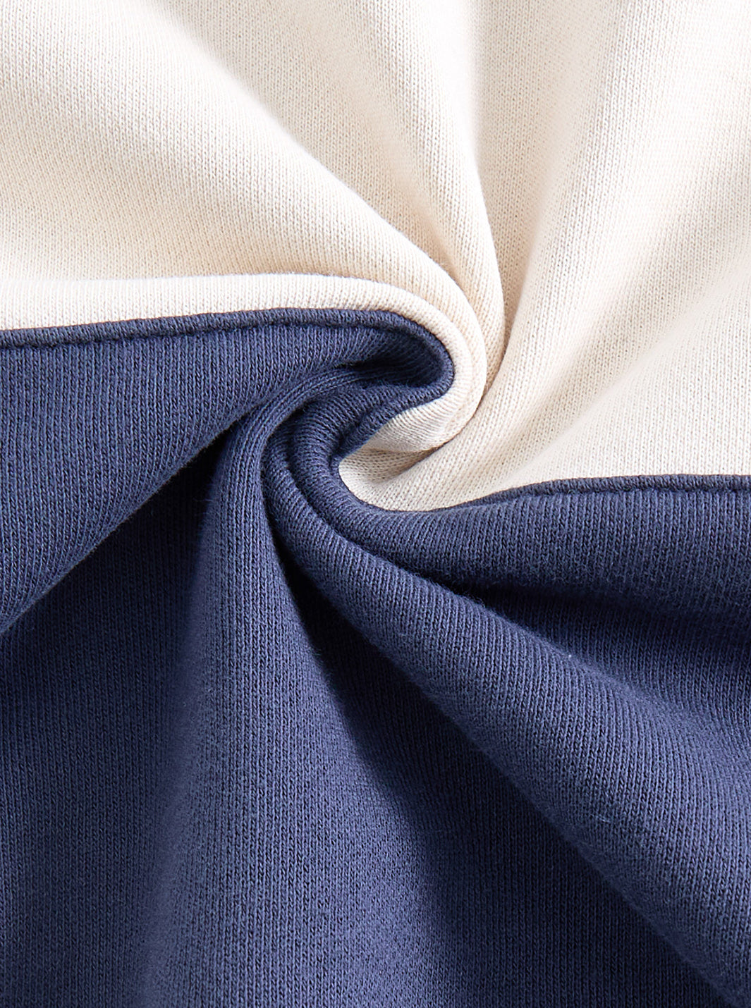 Striped Fabric Patch Polo - Cream/Navy