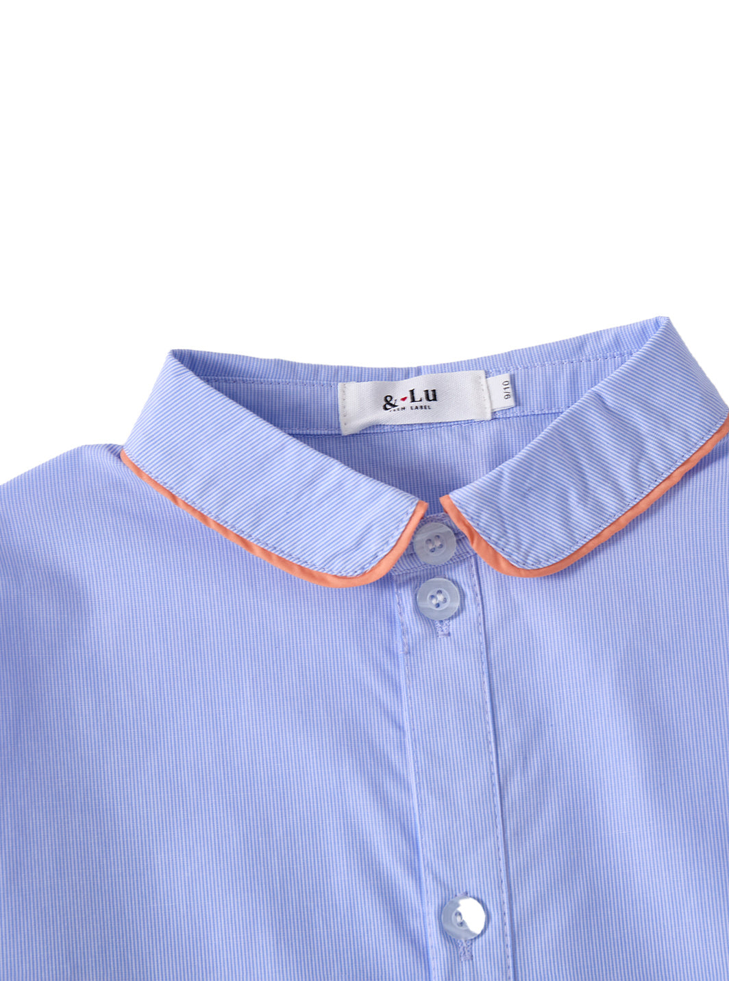 & Lu Piping Heart Crop Shirt - Blue