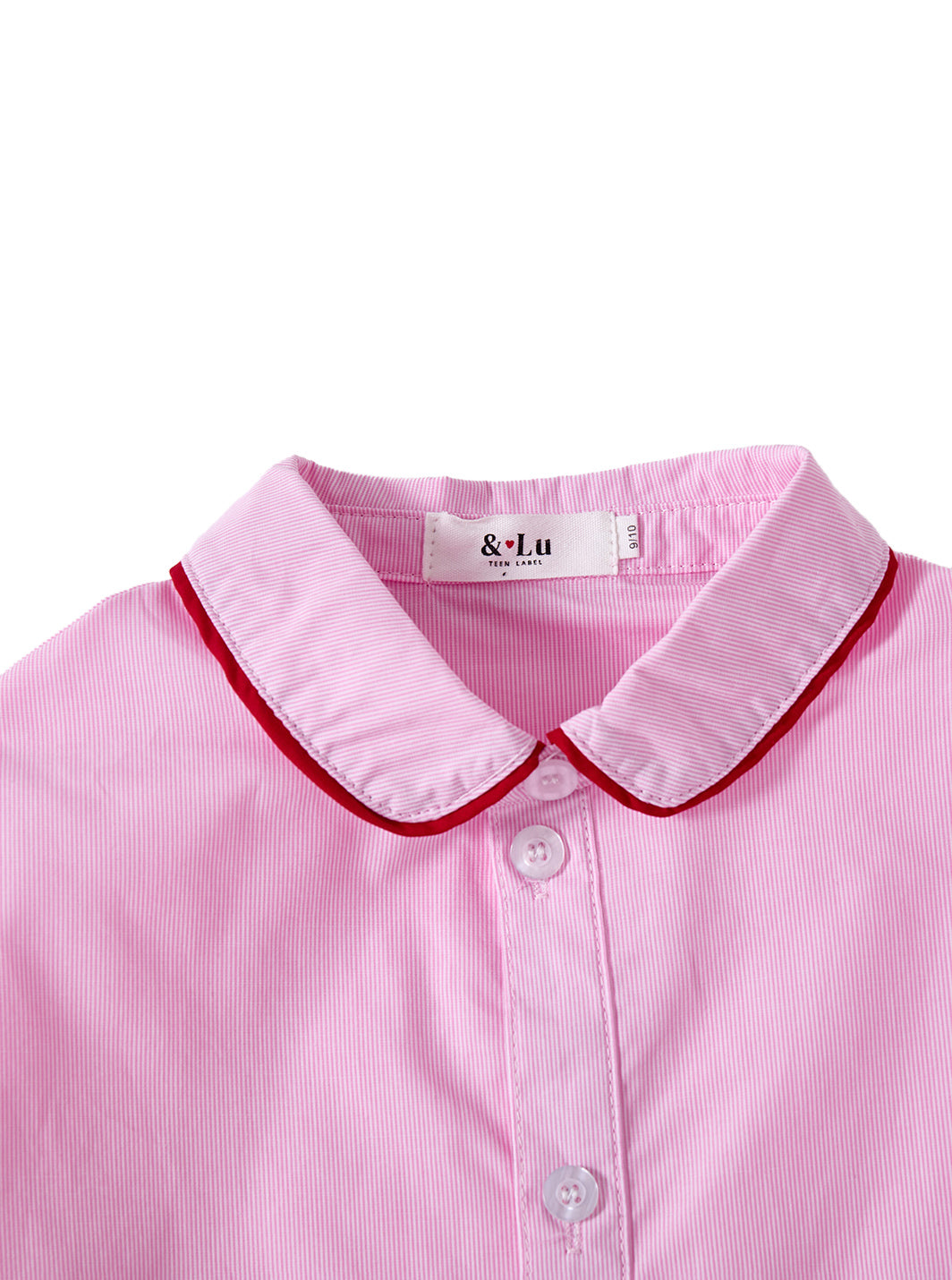 & Lu Piping Heart Crop Shirt - Pink