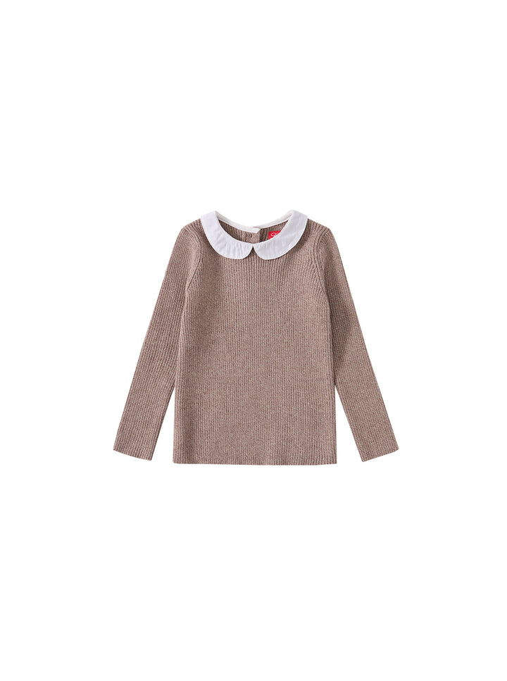 Classic Knit Collared Sweater - Beige