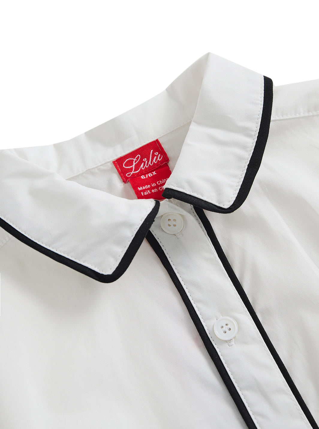 Collar Piping Shirt - White/Black