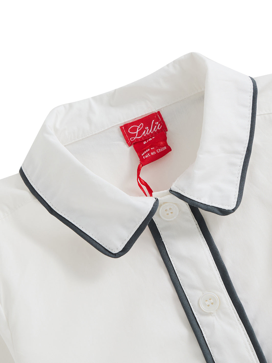 Collar Piping Shirt - White/Grey