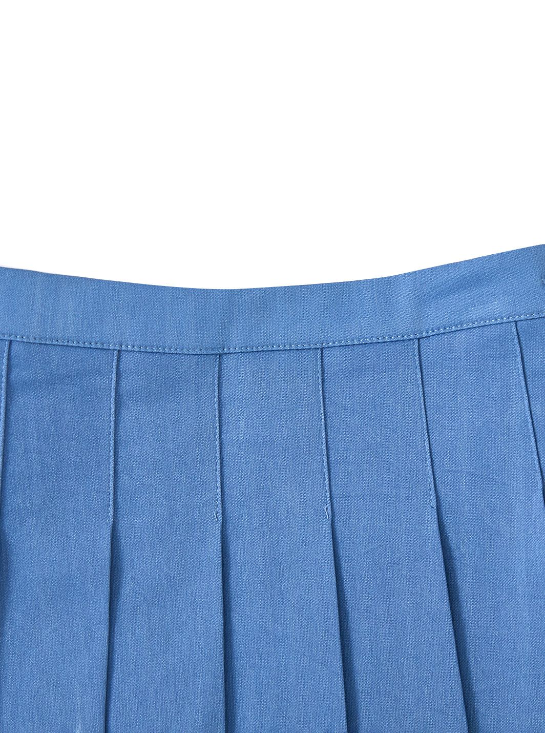 Denim Pleated Skirt - Lt. Blue