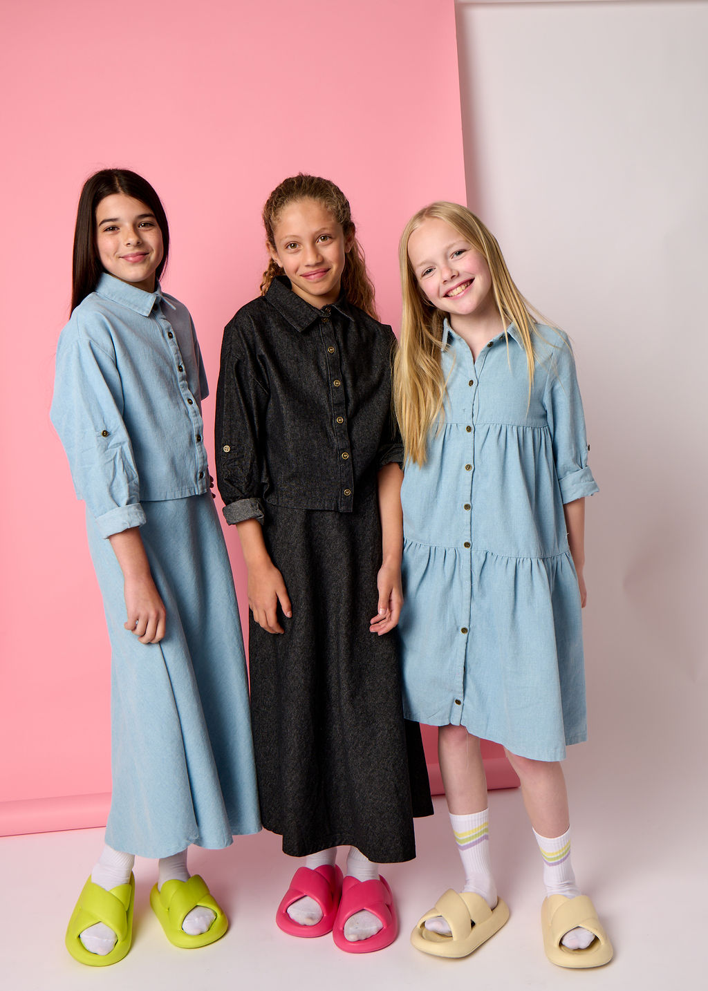 Denim Trim Dress - Pale Blue Denim