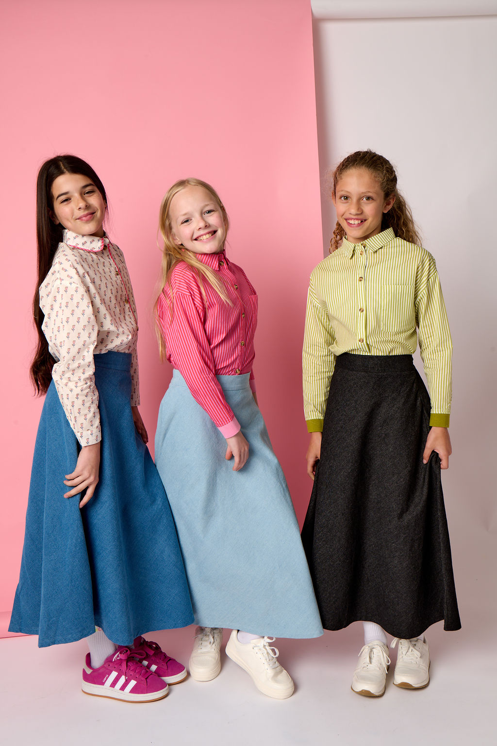 Denim Patch Classic Midi Skirt - Pale Blue Denim