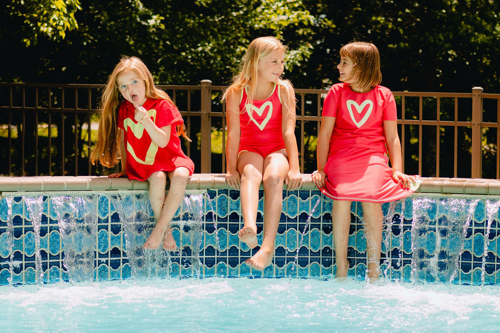 Girls Side Stripe Swim Set