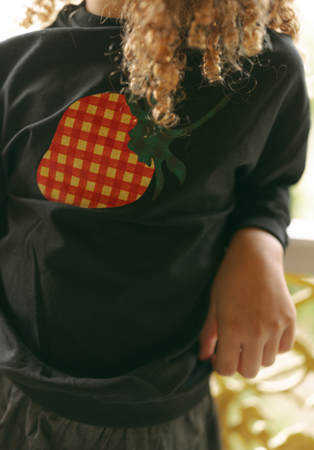 Strawberry Print Top - Black