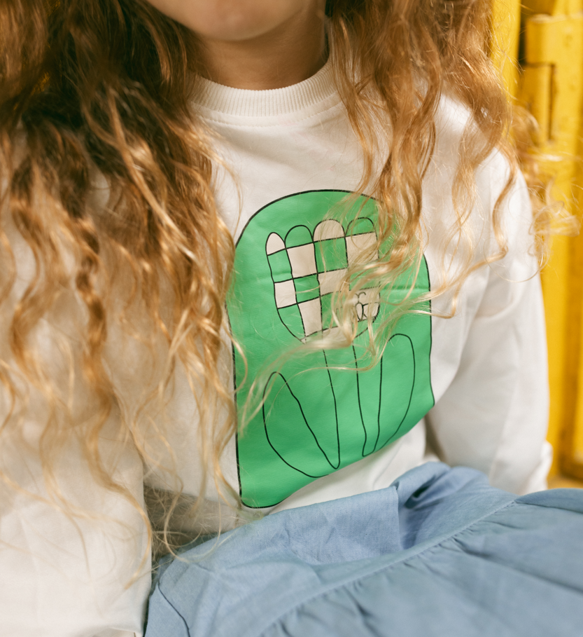 Checked Flower Print Top - White/Green