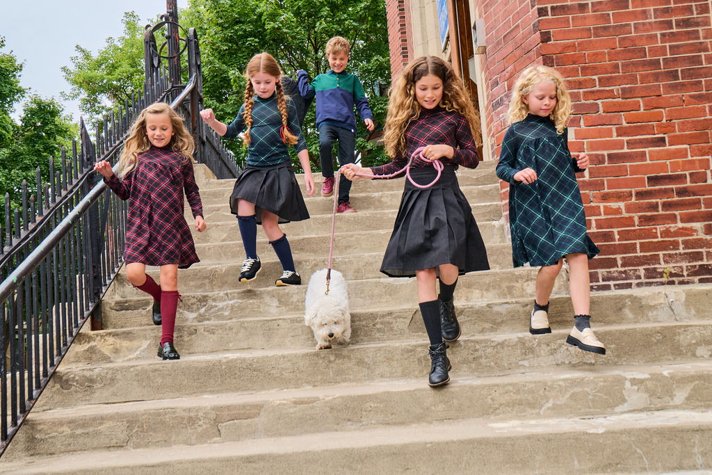 Baby Plaid Mock Neck Set - Burgundy