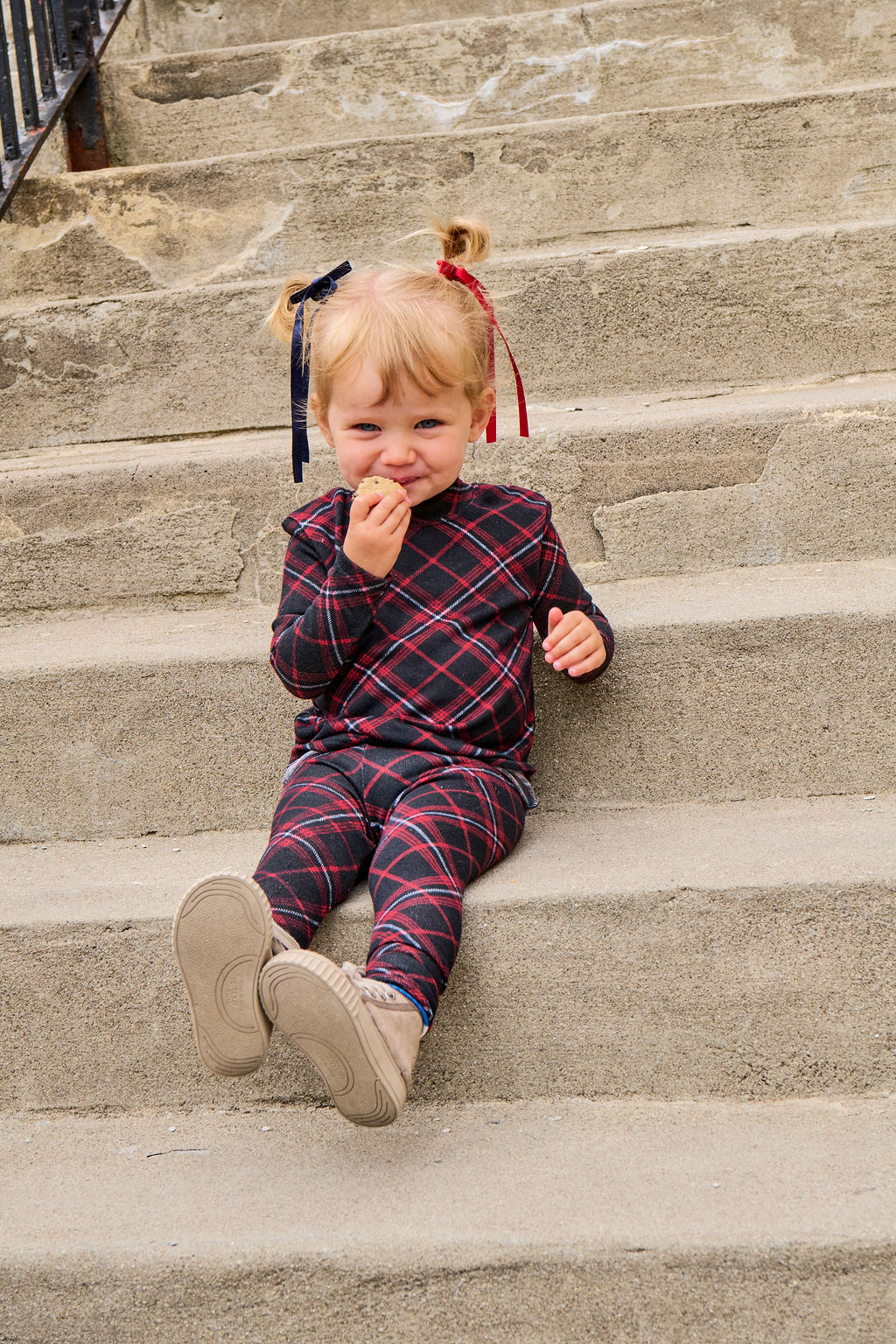 Baby Plaid Mock Neck Set - Burgundy