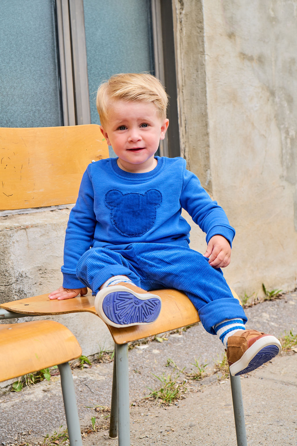 Bear Corduroy Top - Royal Blue