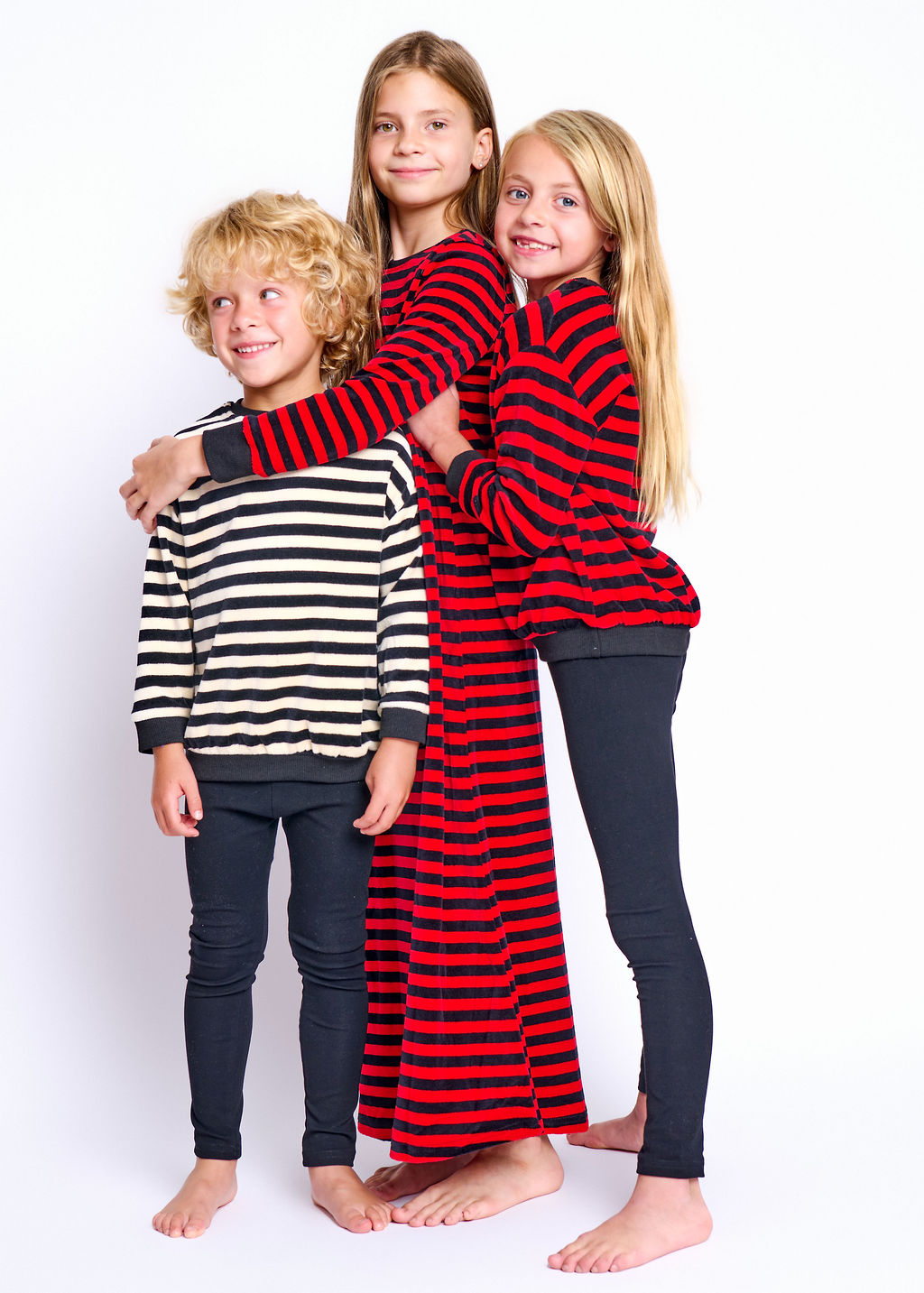 Velour Stripe Set - Black/Red