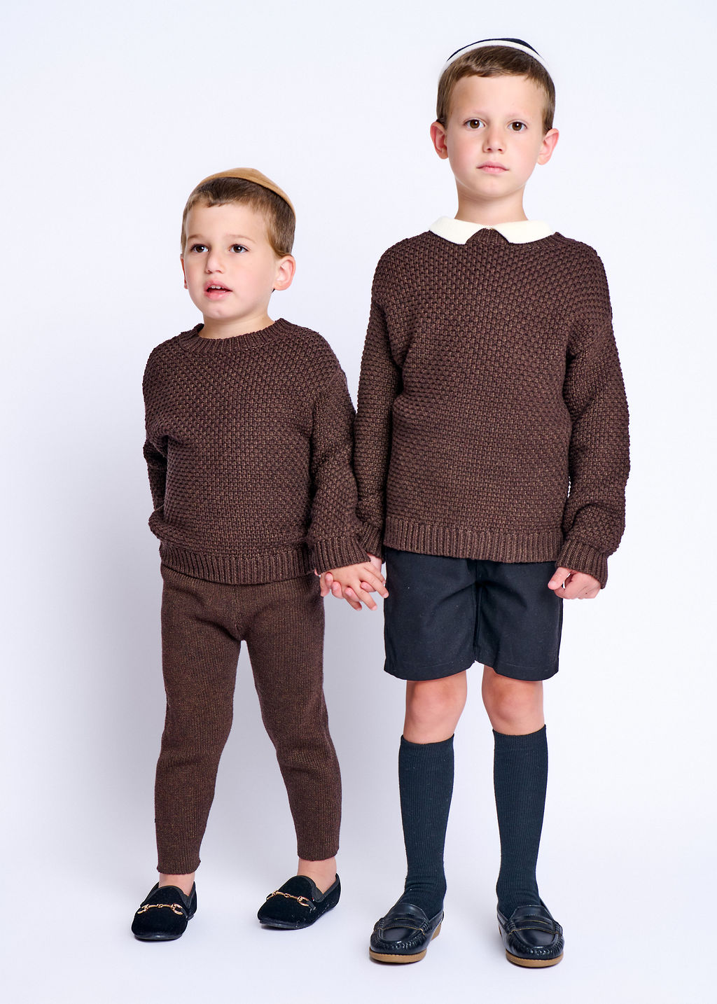 Rib Knit Leggings - Brown