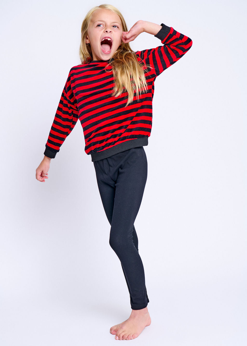 Velour Stripe Set - Black/Red