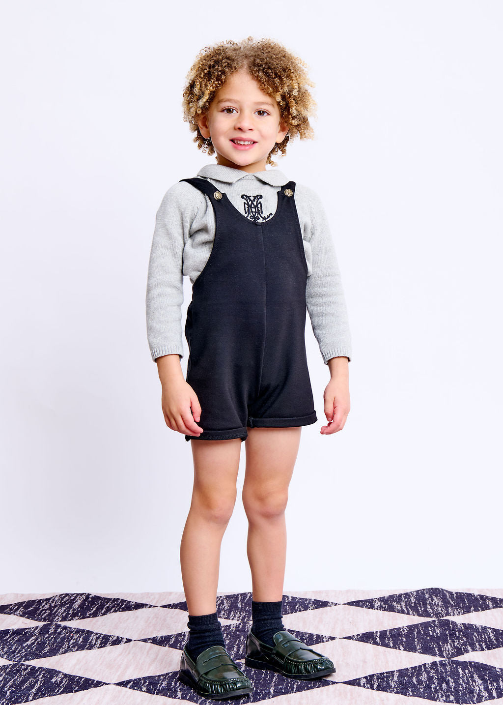 Collar Emblem Sweater - Silver Grey Mix