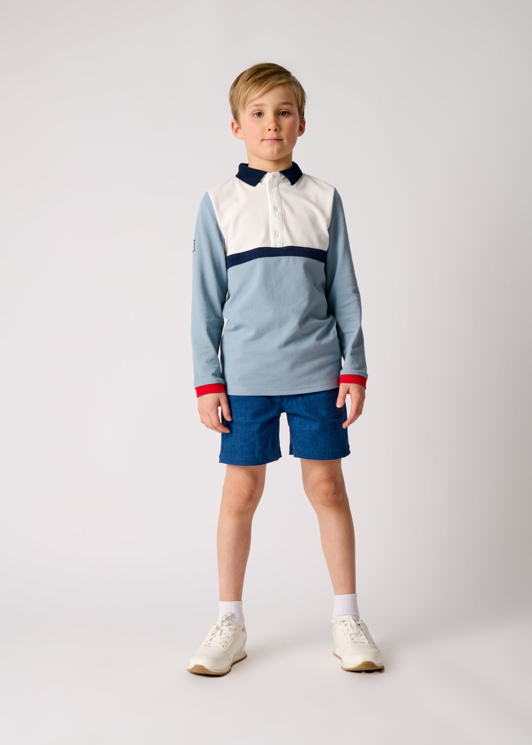 Color Block Long Sleeve Polo