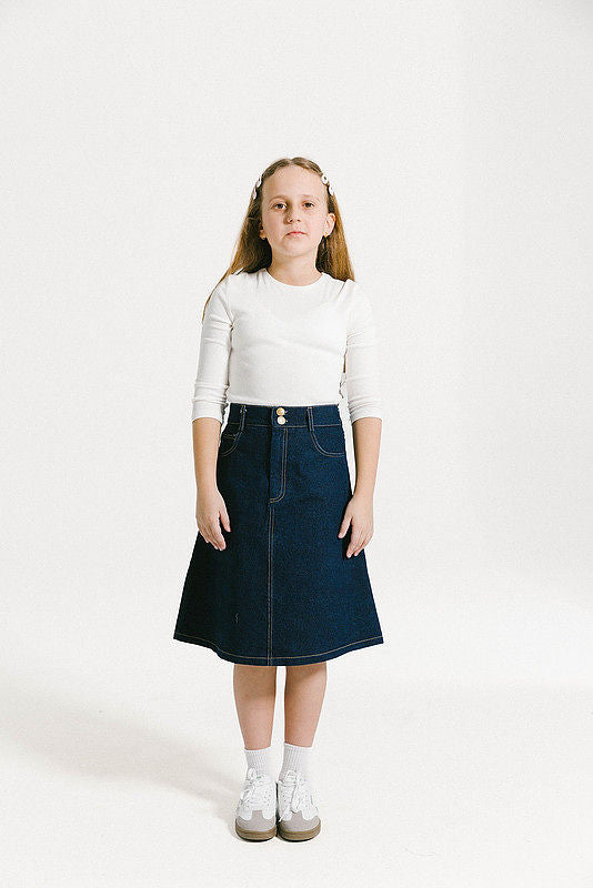Denim Patch Skirt - Dk. Blue