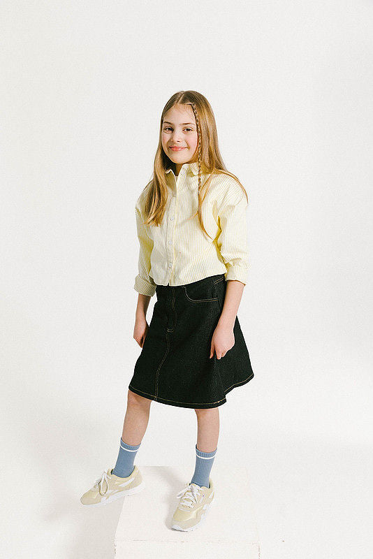Hopscotch Striped Crop Shirt - Yellow