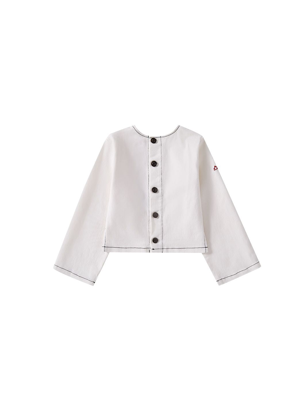 Embroidered Parade Crop Shirt - White