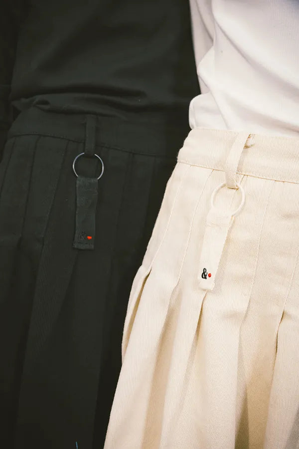 & Lu Twill Pleated Tea Length Skirt - Off White
