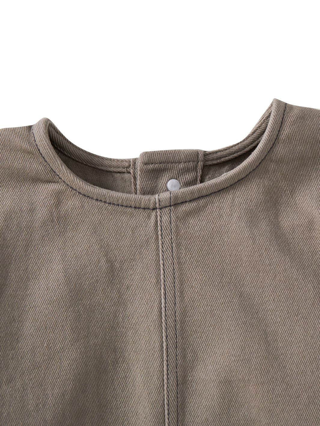 Twill Topstitch Crop Shirt - Grey