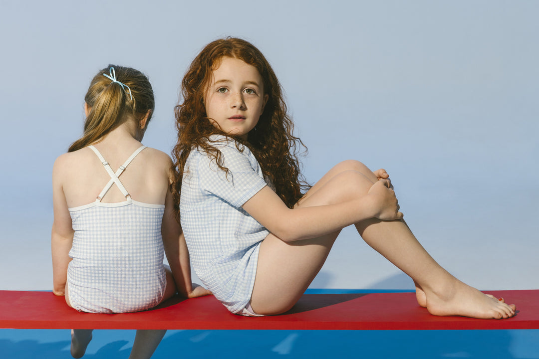 Gingham Swimsuit - Blue/White
